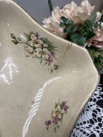 Пиала квадратной формы Дулевский ФЗ 1926-1929гг. Фаянс с цветочной деколью. Антиквариат. Картинка 3